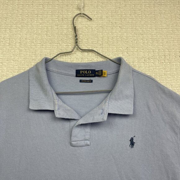 Polo Ralph Lauren Custom Slim Fit Mesh Baby Blue Cotton Polo Shirt Men XXL Read - Picture 2 of 16